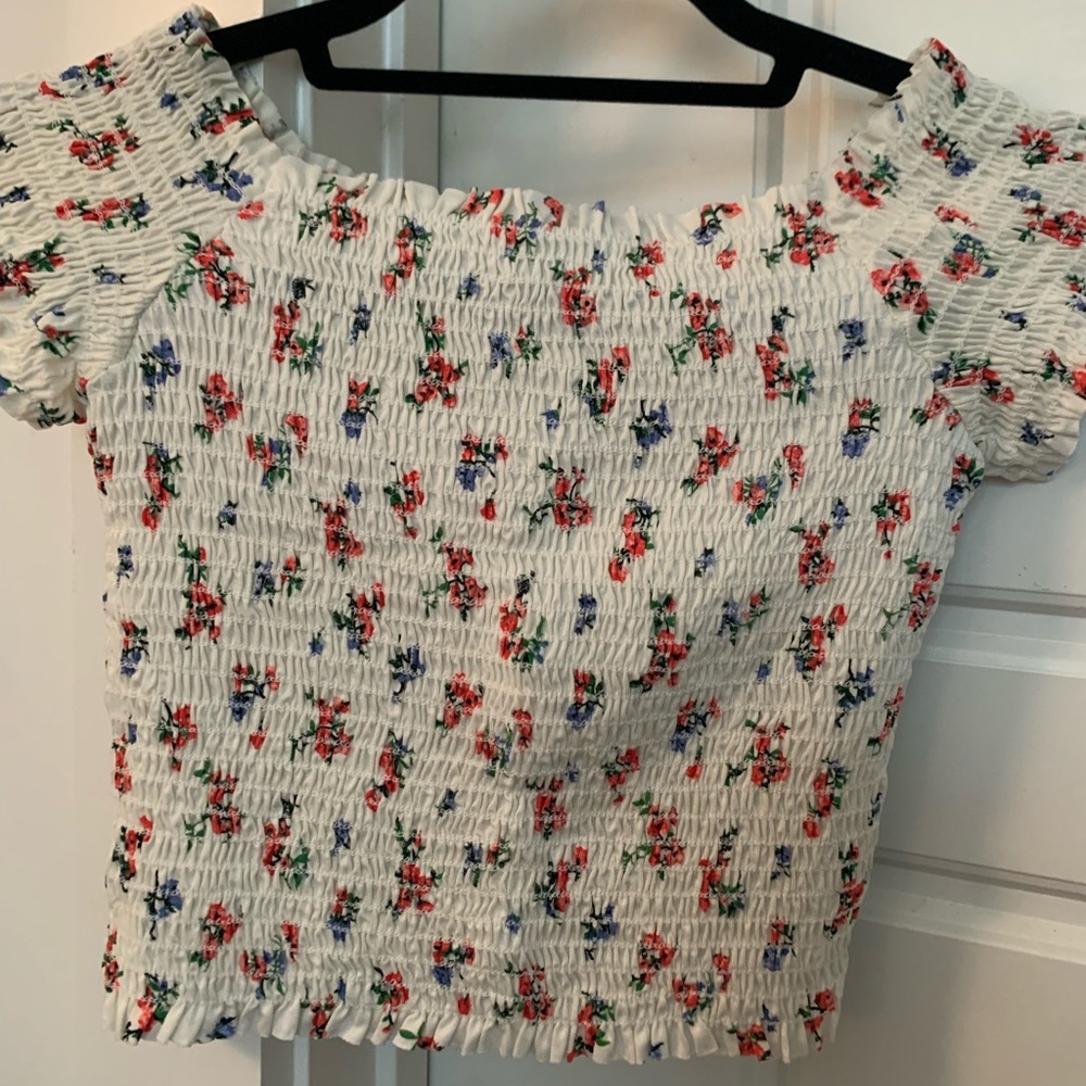 White floral crop top